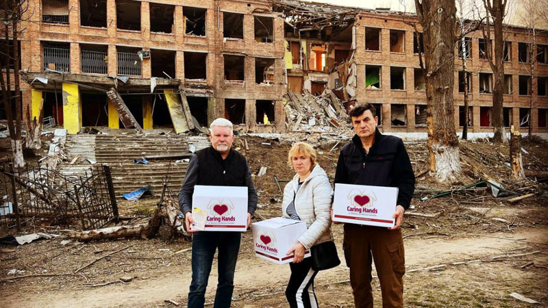 three people with caring hands good packages