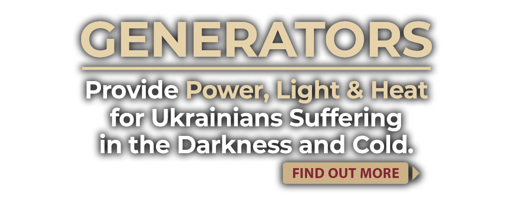 Generators provide power light and heat for Ukrainians suffering in the darkness and cold.