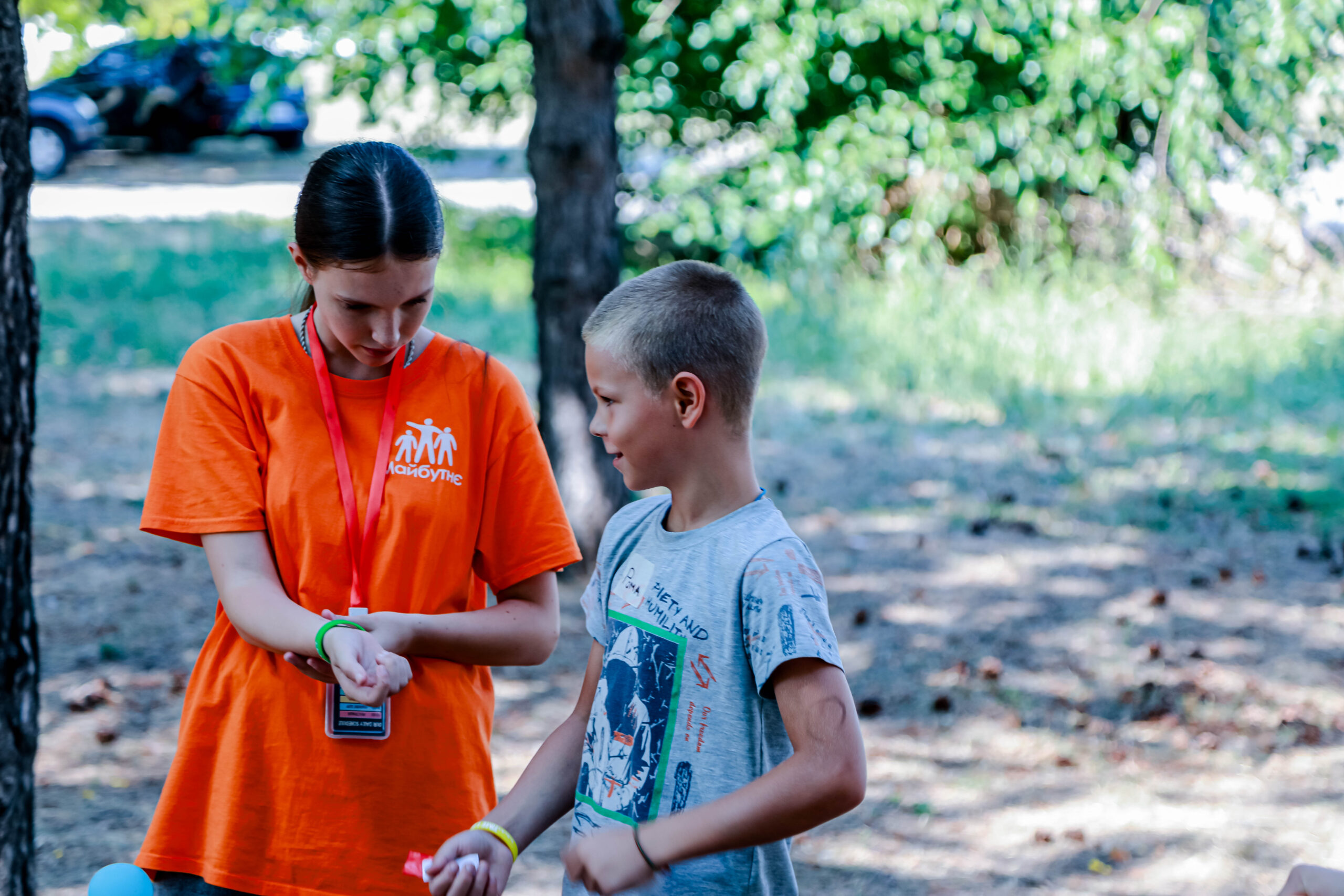 Boy and coucilor at summer bible camp