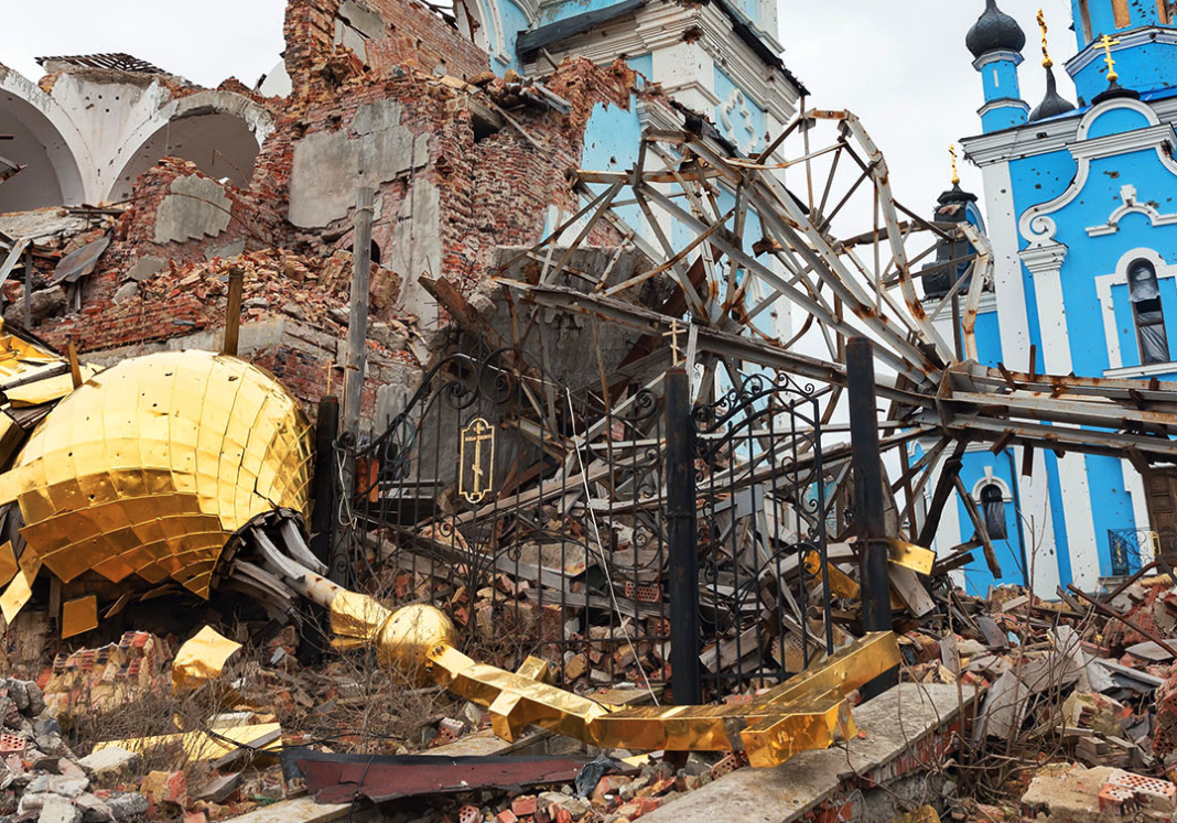 religious freedom background image of crumbled church building